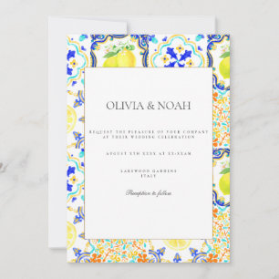 Mediterranean Lemon Tiles Wedding Invitation