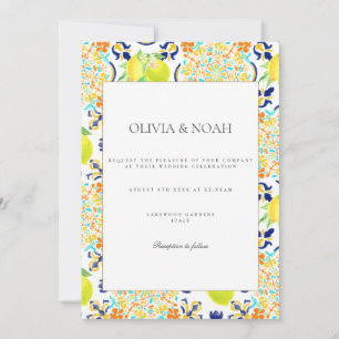 Mediterranean Lemon Tiles Wedding Invitation