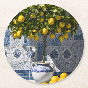 Mediterranean Lemon Tree Paper Coasters