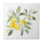 Mediterranean Lemon Tuscany Design Tile<br><div class="desc">Mediterranean lemon Tuscan design watercolor ceramic tile.</div>