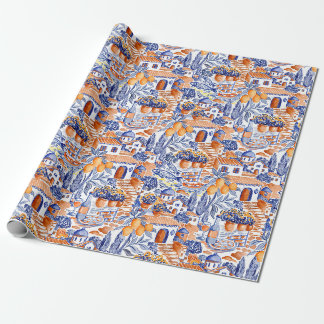 Mediterranean Lemon Village - Amalfi Coast Wrapping Paper