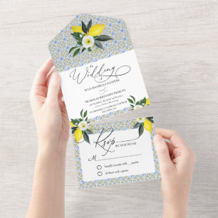 Mediterranean Lemon Wedding All In One Invitation