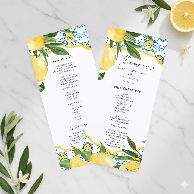 Mediterranean Lemon Wedding Ceremony Program | (Creator Uploaded)