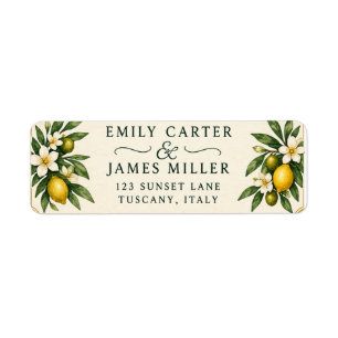 Mediterranean Lemon Wedding Return Address Labels