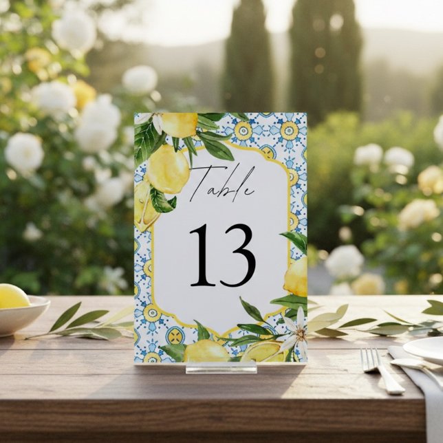 Mediterranean Lemon Wedding  Table Number (Creator Uploaded)