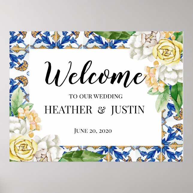 Mediterranean Lemon Welcome Sign Wedding (Front)