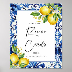 Mediterranean LemonaBridal Shower Recipe Card Sign