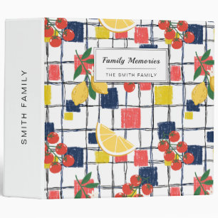 Mediterranean Lemons and Tomatoes Plaid Binder