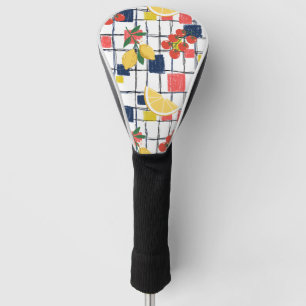 Mediterranean Lemons and Tomatoes Plaid Golf Head Cover