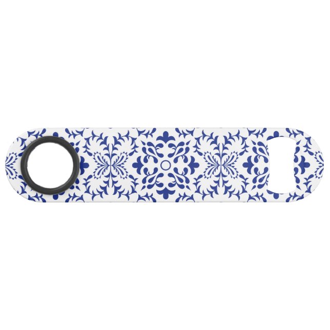 Mediterranean Lemons Blue Mosaic Tile Wedding Bar Key (Front (Horizontal))