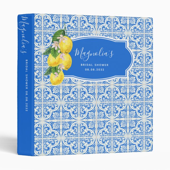 Mediterranean Lemons Bridal Shower Recipe Binder (Front/Spine)