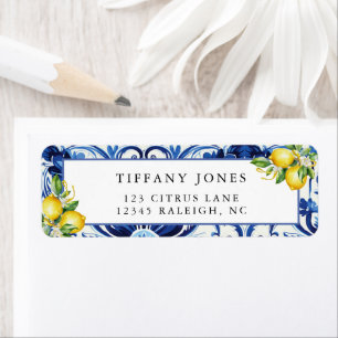 Mediterranean Lemons Bridal Shower Return Address