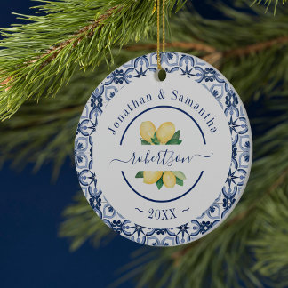 Mediterranean Lemons Family Ceramic Ornament