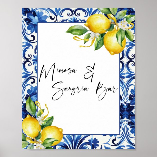 Mediterranean Lemons Mimosa Sangria Bar Sign (Front)