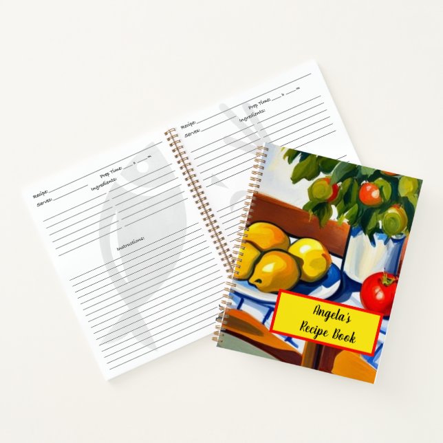 Mediterranean lemons on checked tablecloth.  notebook (Inside)
