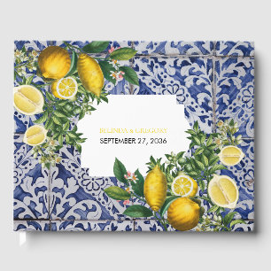 Mediterranean Lemons Portuguese Tiles Wedding Guest Book