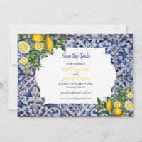 Mediterranean Lemons Portuguese Tiles Wedding