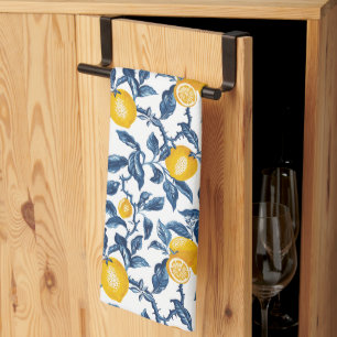 Mediterranean Lemons Seamless Pattern Kitchen Towel