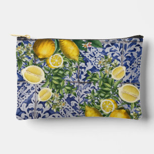 Mediterranean Lemons Summer Portuguese Tiles Accessory Pouch