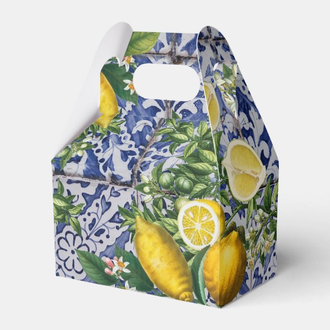 Mediterranean Lemons Summer Portuguese Tiles   Favor Box (Front Side)