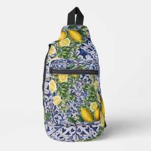 Mediterranean Lemons Summer Portuguese Tiles Sling Bag