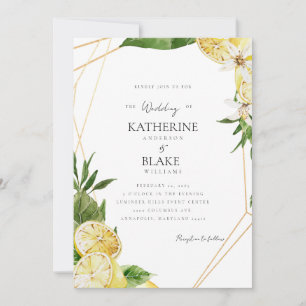 Mediterranean Lemons Tropical III Wedding  Invitation