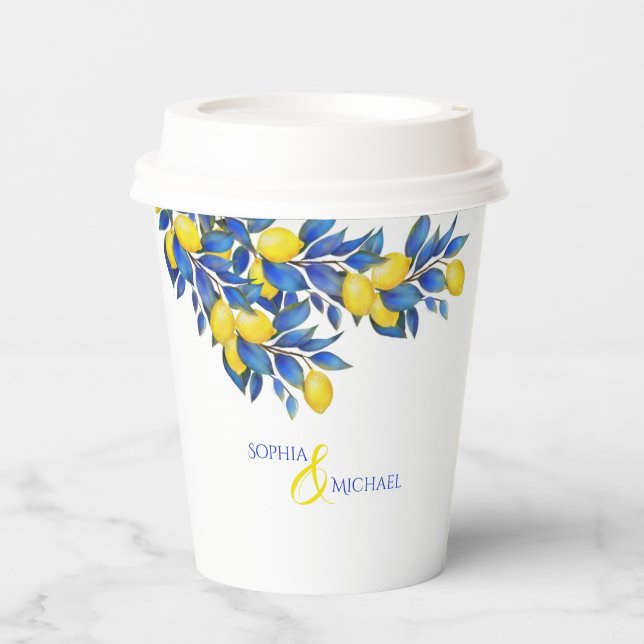 Mediterranean-Lemons-Wedding- Paper Cups (Front)