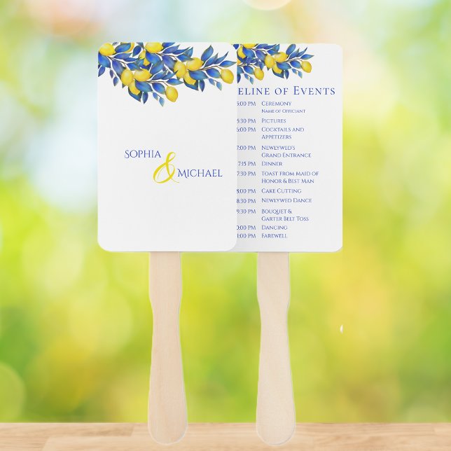Mediterranean-Lemons-Wedding Program Hand Fan (Mediterranean-Lemons-Wedding Programs)
