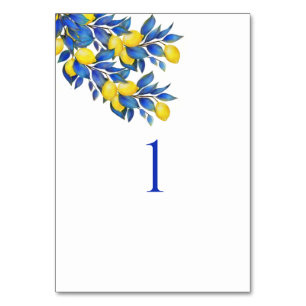 Mediterranean- Lemons-Wedding Table Card