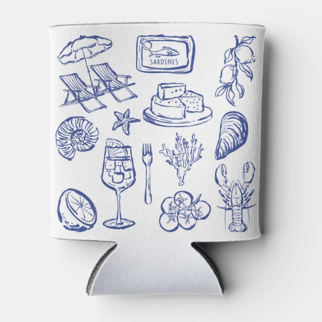 Mediterranean Life Outline Can Cooler (Front)