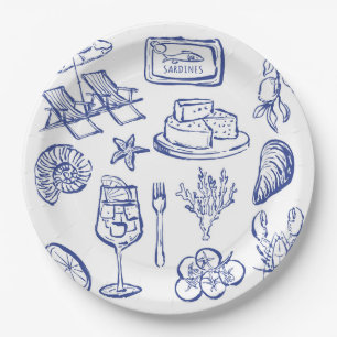 Mediterranean Life Outline Paper Plate