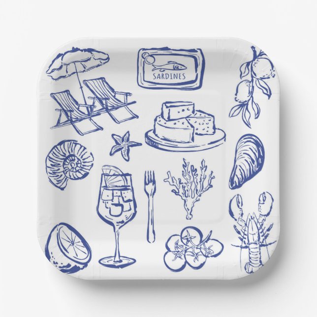 Mediterranean Life Outline Paper Plate (Front)