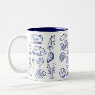 Mediterranean Life Outline Two-Tone Coffee Mug