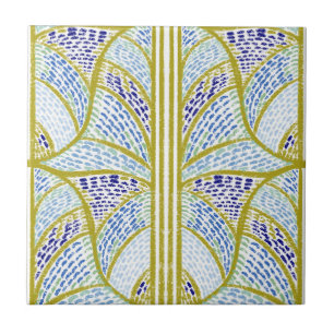 Mediterranean Lime Green & Blue Mosaic Pattern Tile