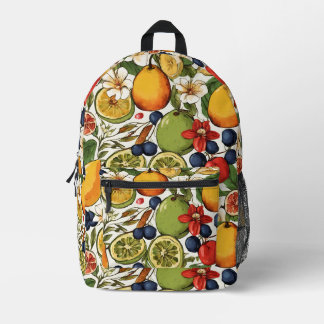 Mediterranean Limes, Lemons and Flowers. Painted Printed Backpack
