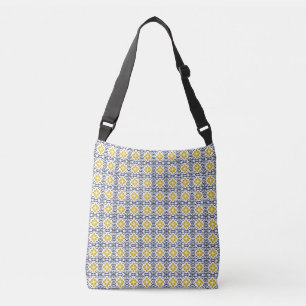 Mediterranean Look Pattern in Blue, Golden & White Crossbody Bag