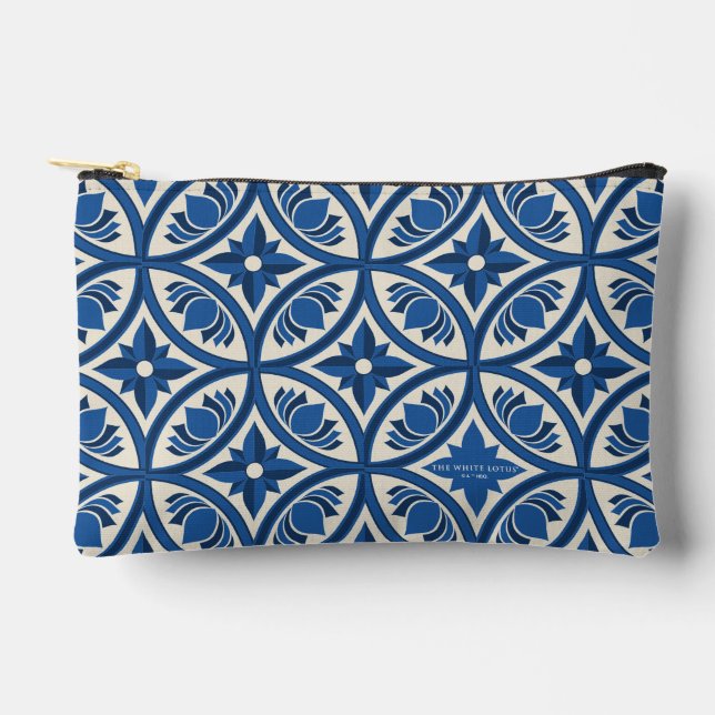 Mediterranean Lotus Tile Pattern - The White Lotus Accessory Pouch (Front)