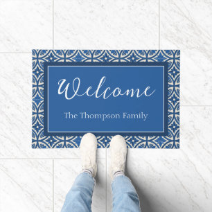 Mediterranean Lotus Tile Pattern - The White Lotus Doormat