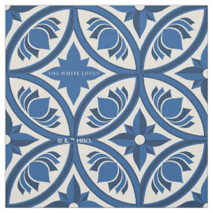 Mediterranean Lotus Tile Pattern - The White Lotus Fabric