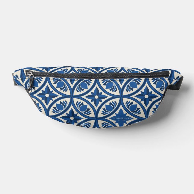 Mediterranean Lotus Tile Pattern - The White Lotus Fanny Pack (Lay Down)
