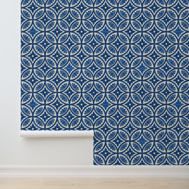 Mediterranean Lotus Tile Pattern - The White Lotus Wallpaper (Application)