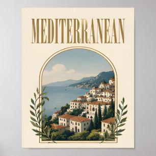 Mediterranean Luxury Coastal Editorial Graphic Poster