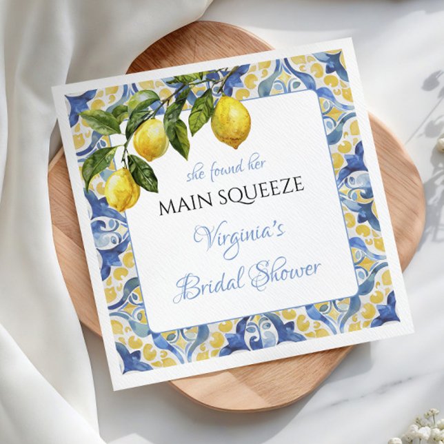 Mediterranean Main Squeeze Bridal Shower Napkin (Creator Uploaded)