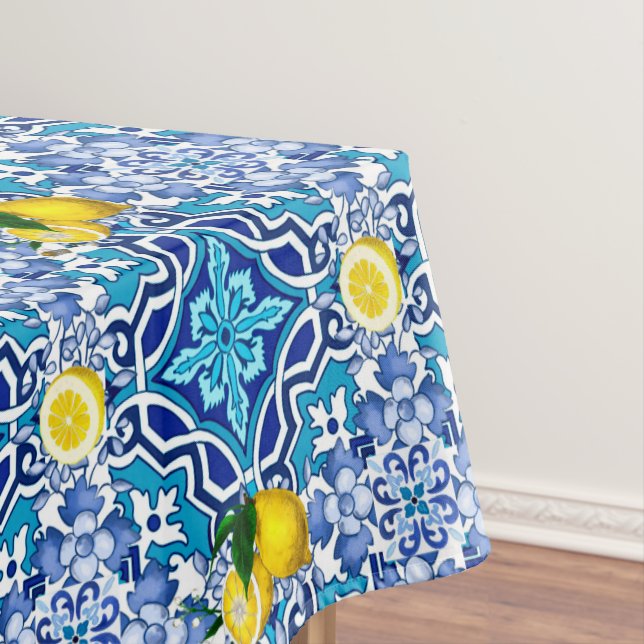 Mediterranean,majolica,tiles ,lemons,citrus  tablecloth (In Situ)