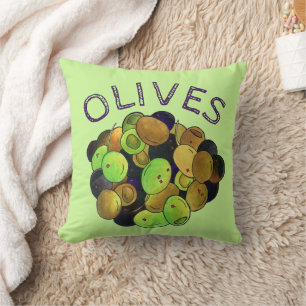 Mediterranean Mixed Olives Greek Food Kalamata Throw Pillow
