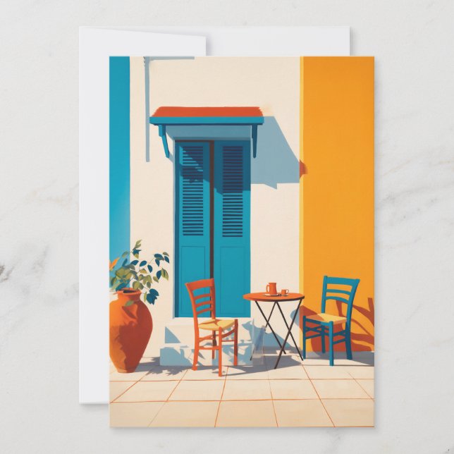 Mediterranean Morning Terrace Bliss Card (Front)