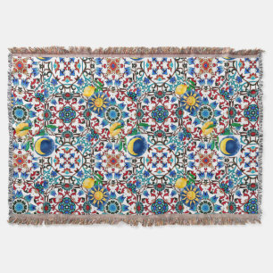 Mediterranean,Moroccan,mosaic,lemon art Throw Blanket
