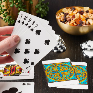Mediterranean Moroccan Tile Pattern Blue and Gold Playing Cards
