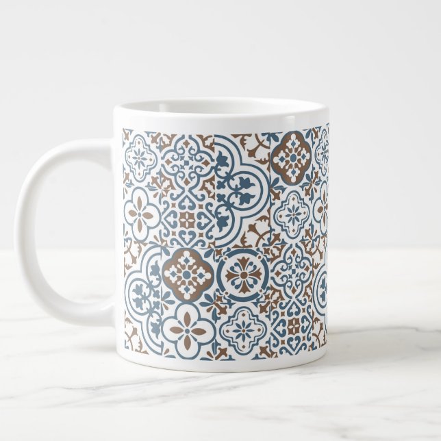 Mediterranean Moroccan Tile pattern Large Coffee Mug (Left)