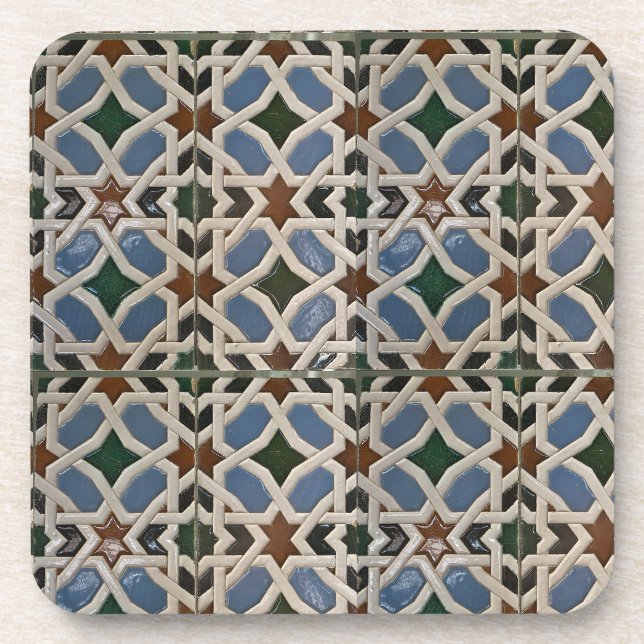 Mediterranean Mosaic Blue Green Coaster (Front)
